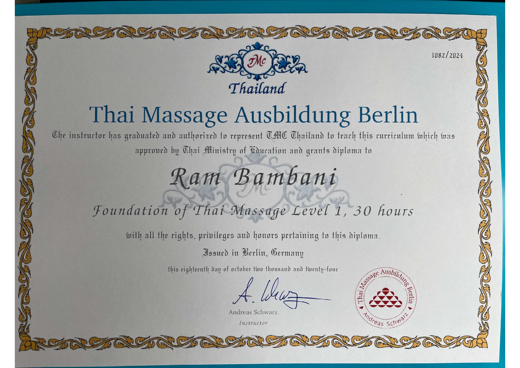 Traditional Thai Massage – Level 1 certificate